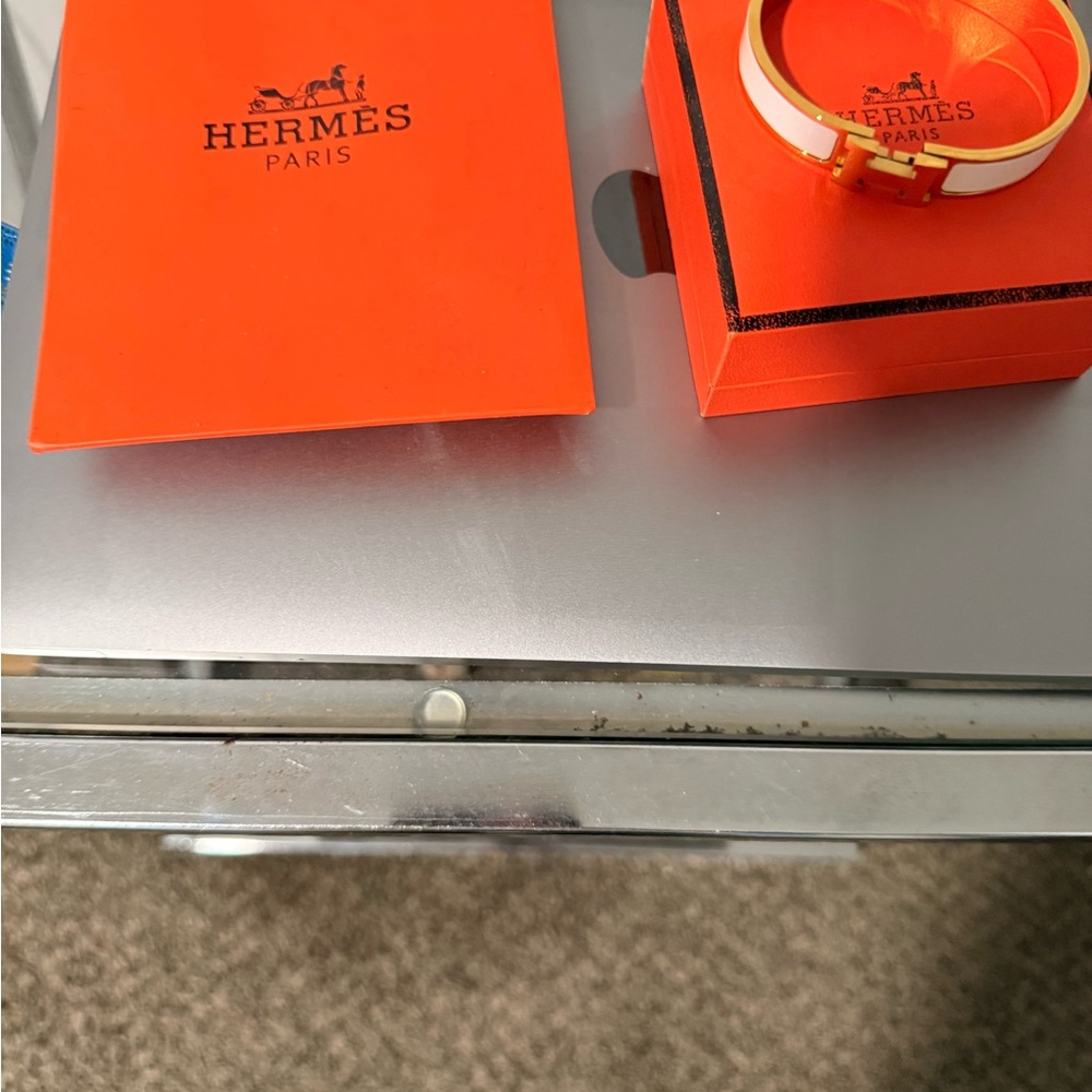 Hermes Orange and White Bracelet